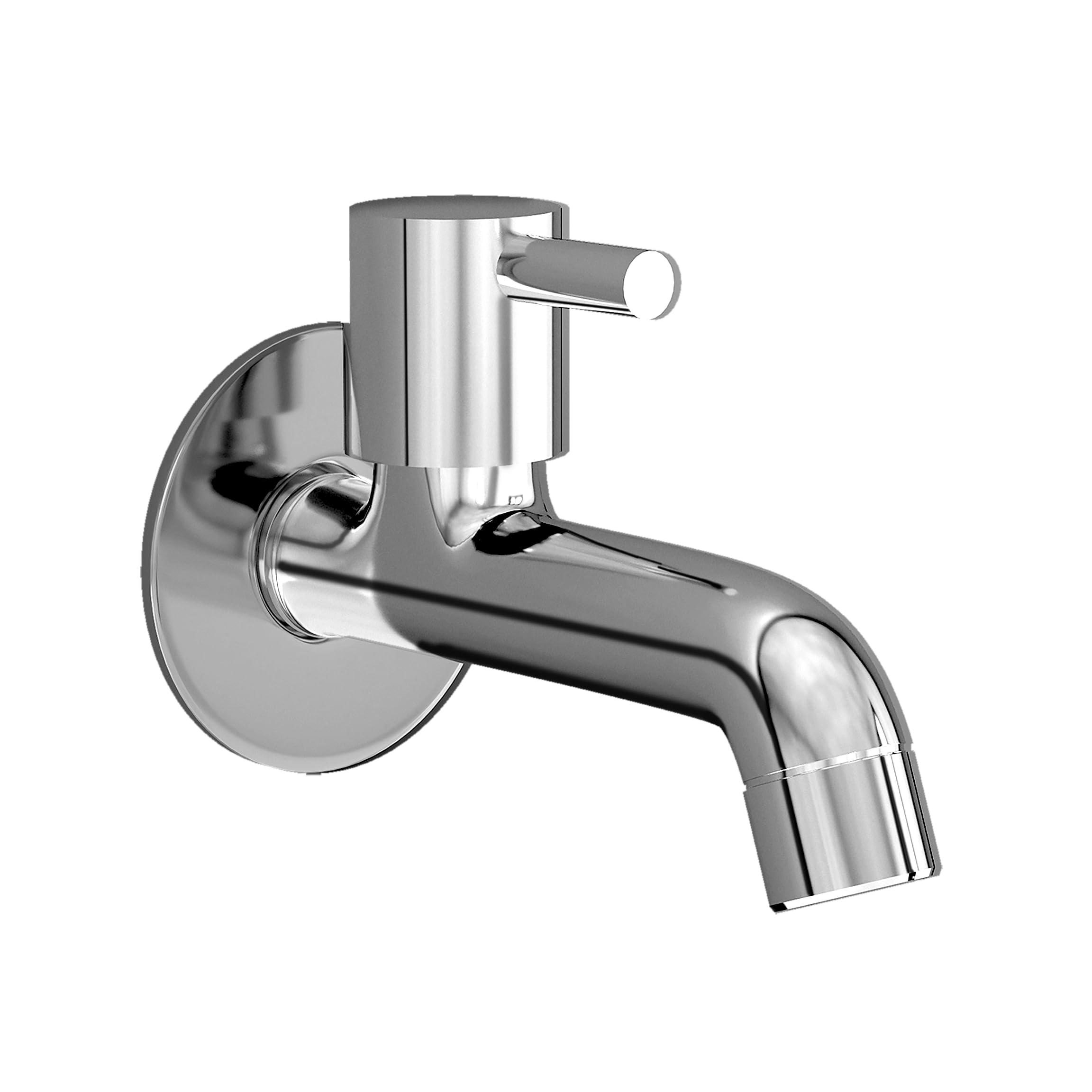 Plantex Long Body Bib Cock for Bathroom with Water Saving Aerator/Brass Spindle Bib Tap with Wall Flange and Teflon Tape for Bathroom (MKS-1272-Chrome)