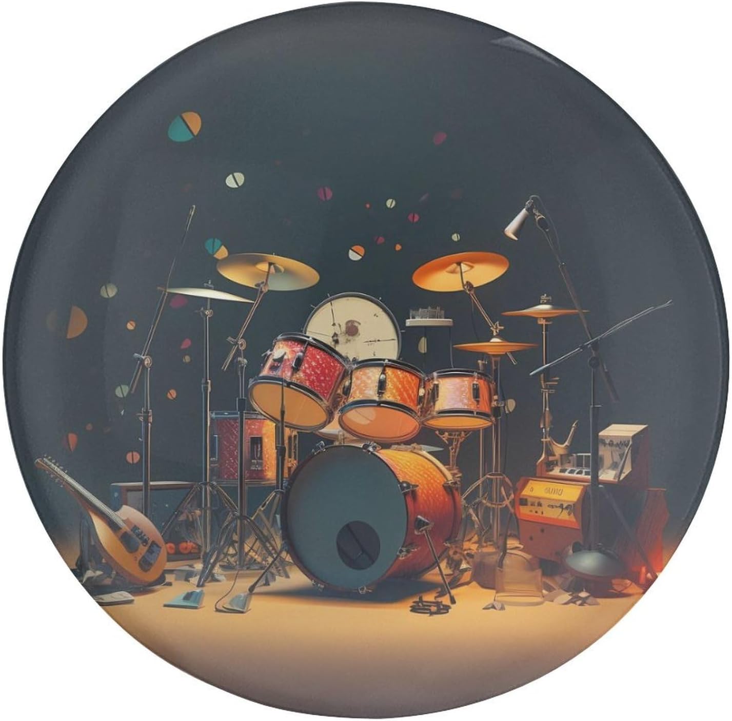 Music Drum Guitar Fridge Magnets Glass Refrigerator Magnet Decor Sticker for Kitchen Accessories