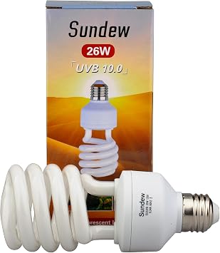 Sundew 10.0 UVB Reptile Light Bulb, Compact Fluorescent Desert Lamp for Bearded Dragons, Tortoises, Lizards, 20-40 Gallon Tank Compatible, E26 Base
