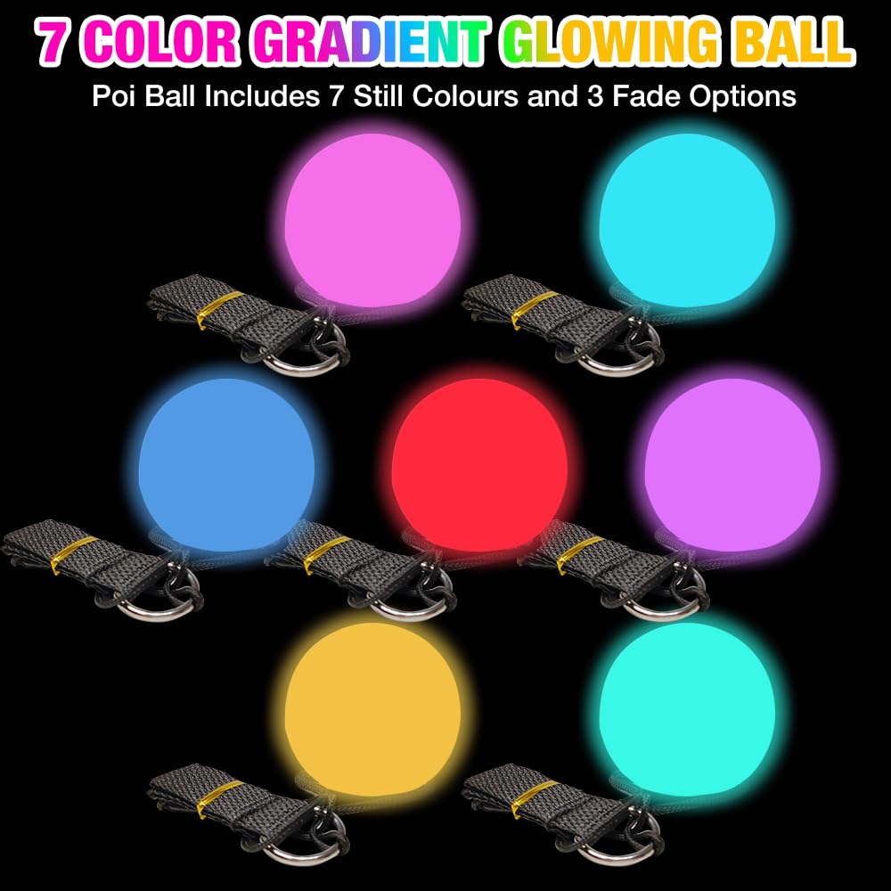 2 Pcs LED Poi Balls, LED POI Spinning Balls with 9 luminous functions - Image 3