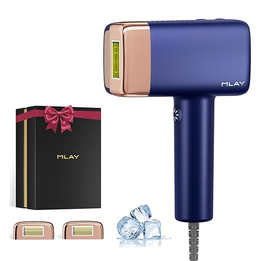 Depilador a Laser IPL com Resfriamento MLAY T14, Aprovado pela ANVISA, Luz Pulsada para Uso Doméstico, 1,5 Milhão de Flashes, Unissex, Depilação Eficiente para Rosto, Axilas e Corpo – Azul