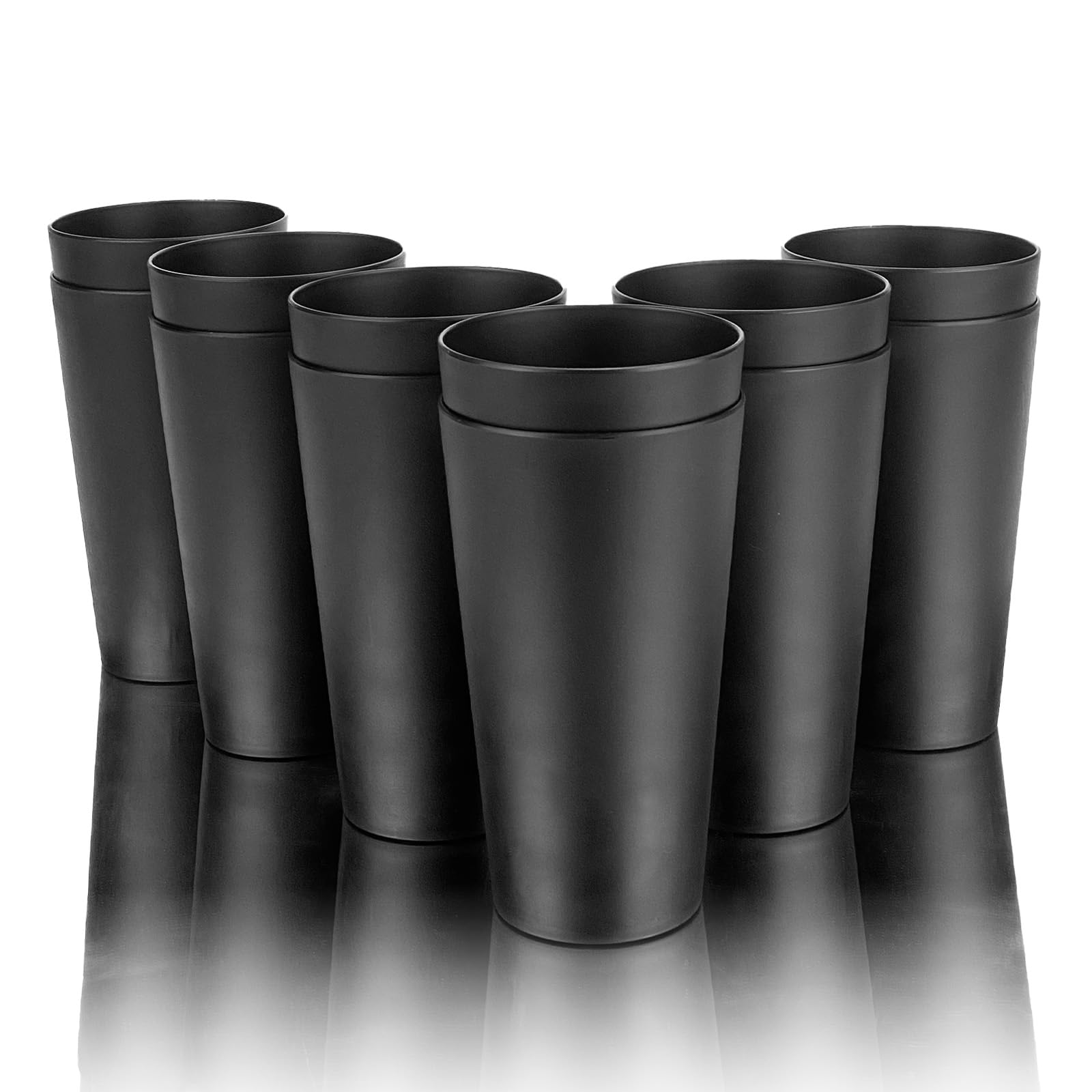 Juego de 12 vasos de plástico irrompibles, 32 onzas (color negro)