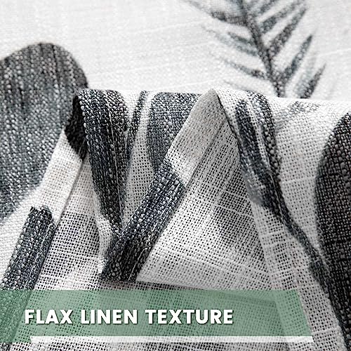 Meetsky Cotton Curtains 95 Inches Length For Living Room Boho Light Filtering Window Leaf Print Classical Drapes Back Tab Bohemian Decorative Burlap Effect Drapes For Bedroom 2 Panels #TOP5