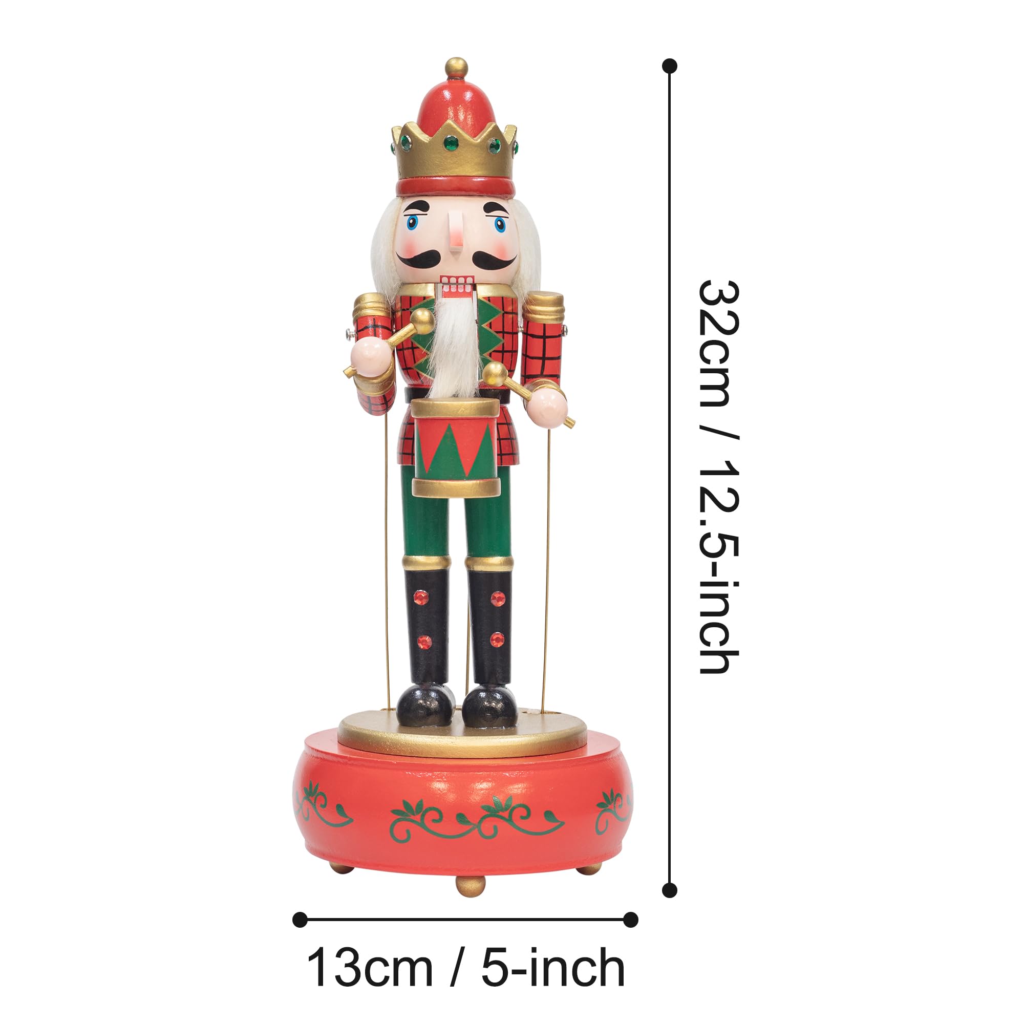 KI Store Spieldose Skulptur nussknacker Figur rot 32cm Handgemalte Schlagzeuger Nußknacker Musikdosen, spieluhr, Spieluhren, musikbox, Musikspieldose für Weihnachten, Desktop Kleine Geschenk