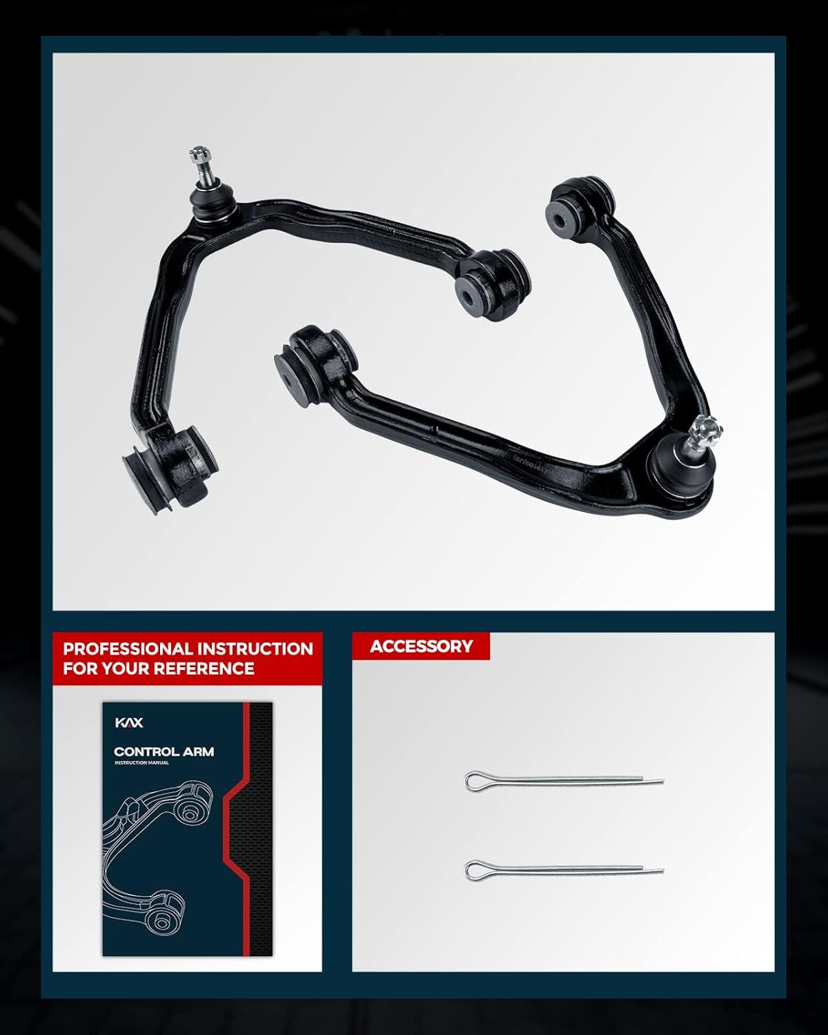 KAX Front Upper Control Arms CK80826 Replacement for 2002-2006 Chevy Silverado1500 Sierra1500, Tahoe, Suburban, Yukon, Avalanche, Left Right Side