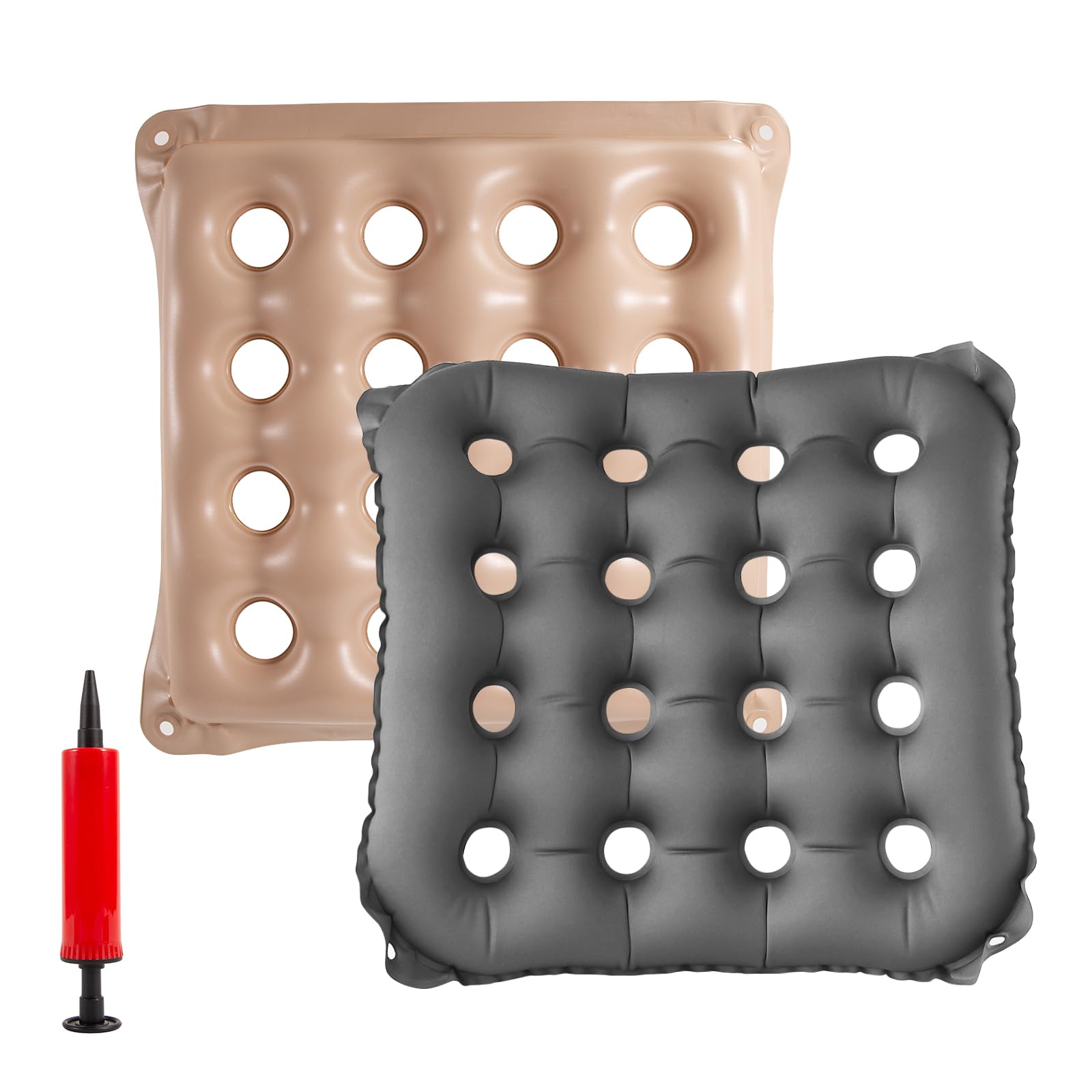 Photo 1 of 2-Pack Inflatable Waffle Cushion for Pressure Relief, Wheelchair Cushion for Pressure Redistribution, Portable Air Seat Cushions for Office Chair Car Seat, Breathable Seat Pad, Includes 1 Air Pumps