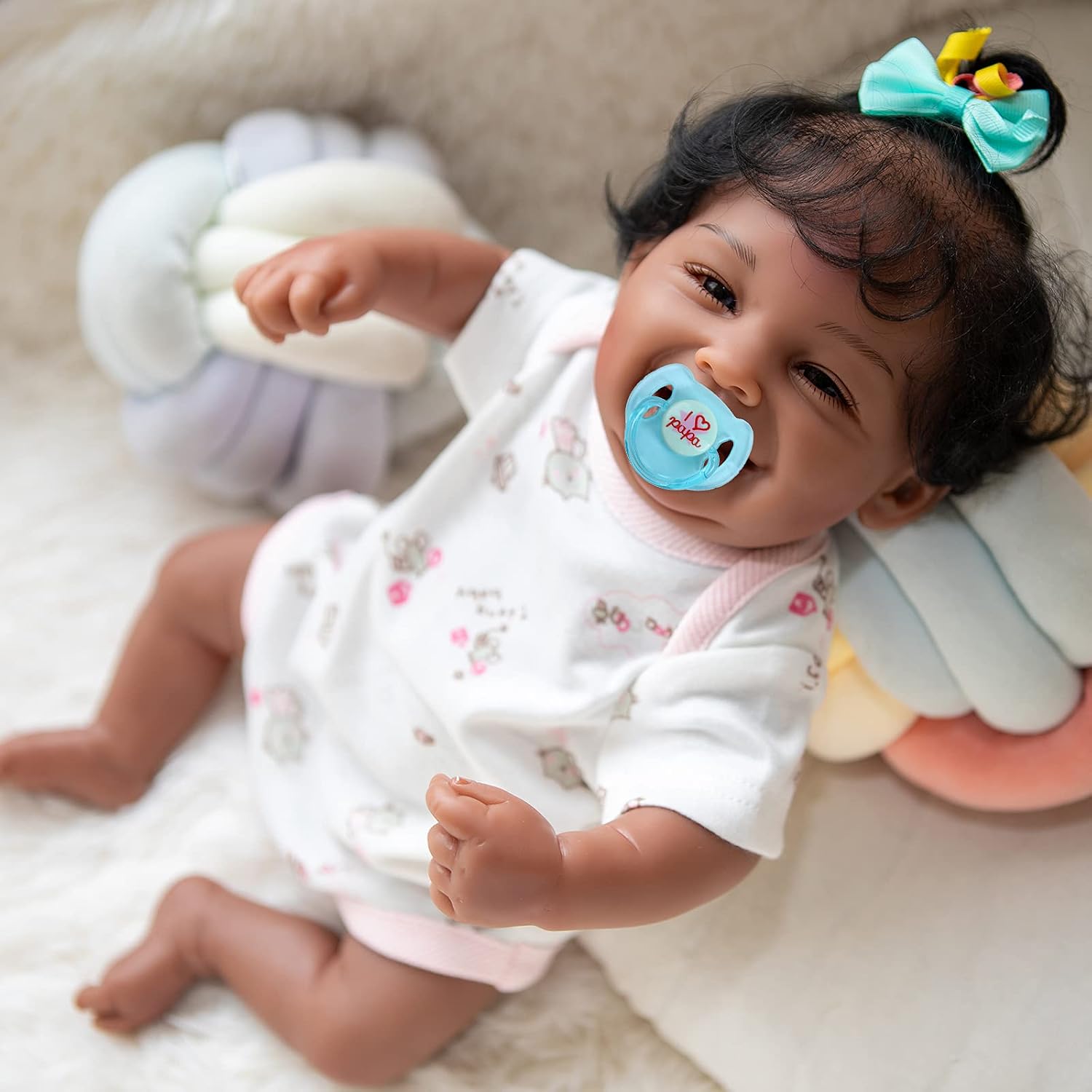 Realistic Reborn Baby Dolls Black Girl 22 Inches Lifelike Handmade African American Weighted Real Silicone Tan Skin Baby Dolls Best Gift Set