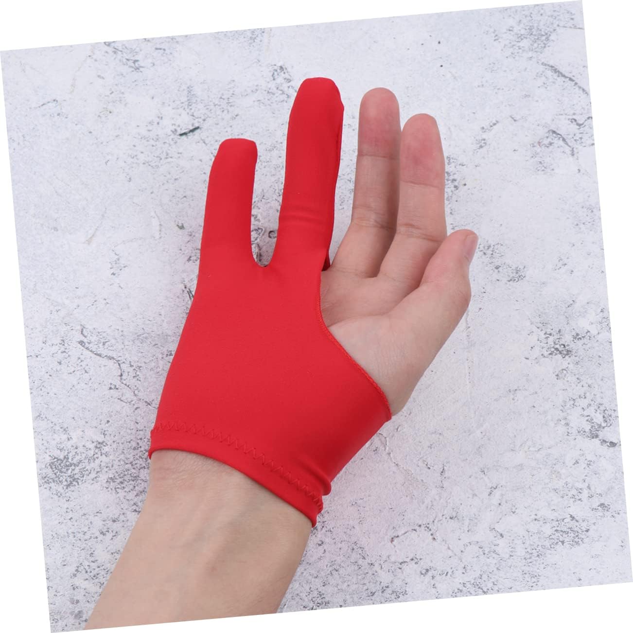 SAFIGLE 2pcs Artist Two Finger Sketch Gloves Red Spandex Breathable Design -Sweat for Drawing Painting Protects Tablet