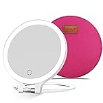 FASCINATE Magnifying Mirror 10X 1X Double Sided Magnification Makeup Vanity Mirror Rechargeable Lighted Mirror with 3 Color Lighting Modes Adjustable Rotation LED Vanity Mirror