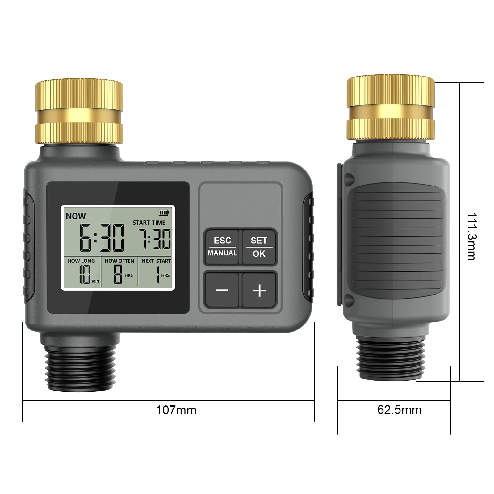 RIOGOO Gartenschlauch-Wasserhahn-Timer, programmierbarer Sprinkler-Timer mit Regenverzögerung (1 Outlet Water Timer)