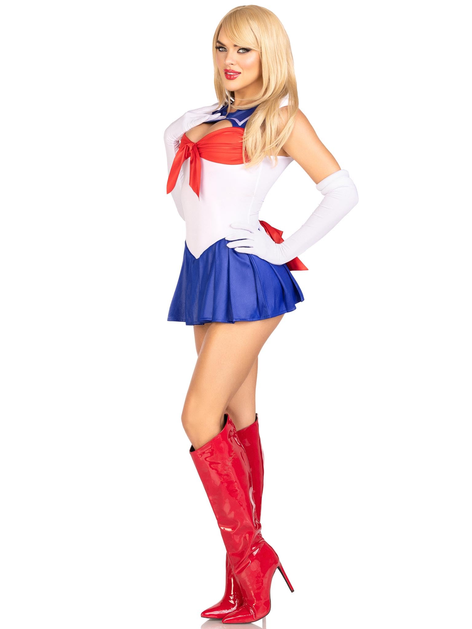 Leg Avenue Women’s 3 PC Sexy Sailor Halloween Costume, Bodysuit with Skirt