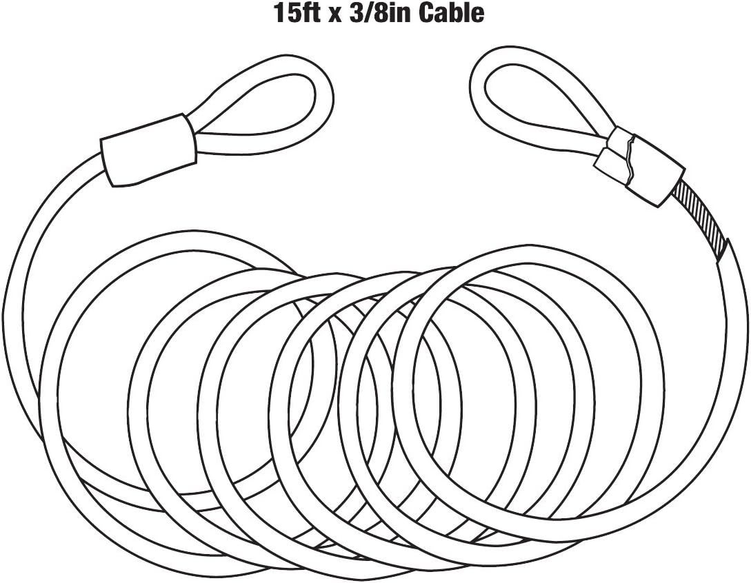 Free Shipping 🛒 Brinks 175-38150 Steel Cable (with Loop Ends) 15' Long x 3/8 Thick