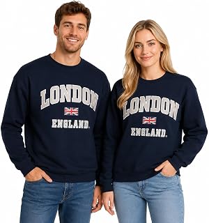 LE201NG Unisex Sweatshirt London England, Marineblau, XS-2XL