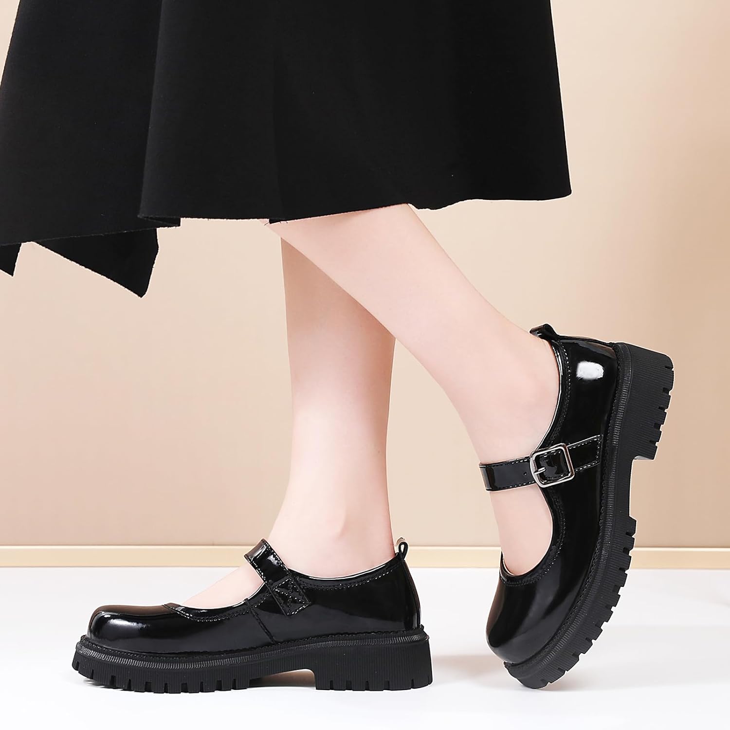 Mary Jane Shoes for Women Platform Mary Janes Pumps Round Toe Non-Slip Casual Shoes Comfortable Dress Shoes School Shoes for Womens Ladies