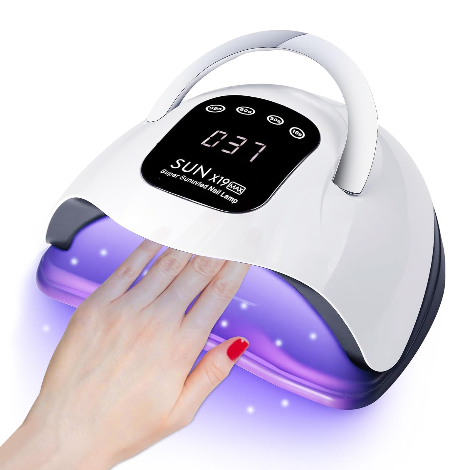 Lámpara de uñas LED UV de 320 W, secado rápido de uñas con 72 cuentas LED, pantalla táctil LCD, 4 ajustes de temporizador, sensor automático, protección de alta temperatura