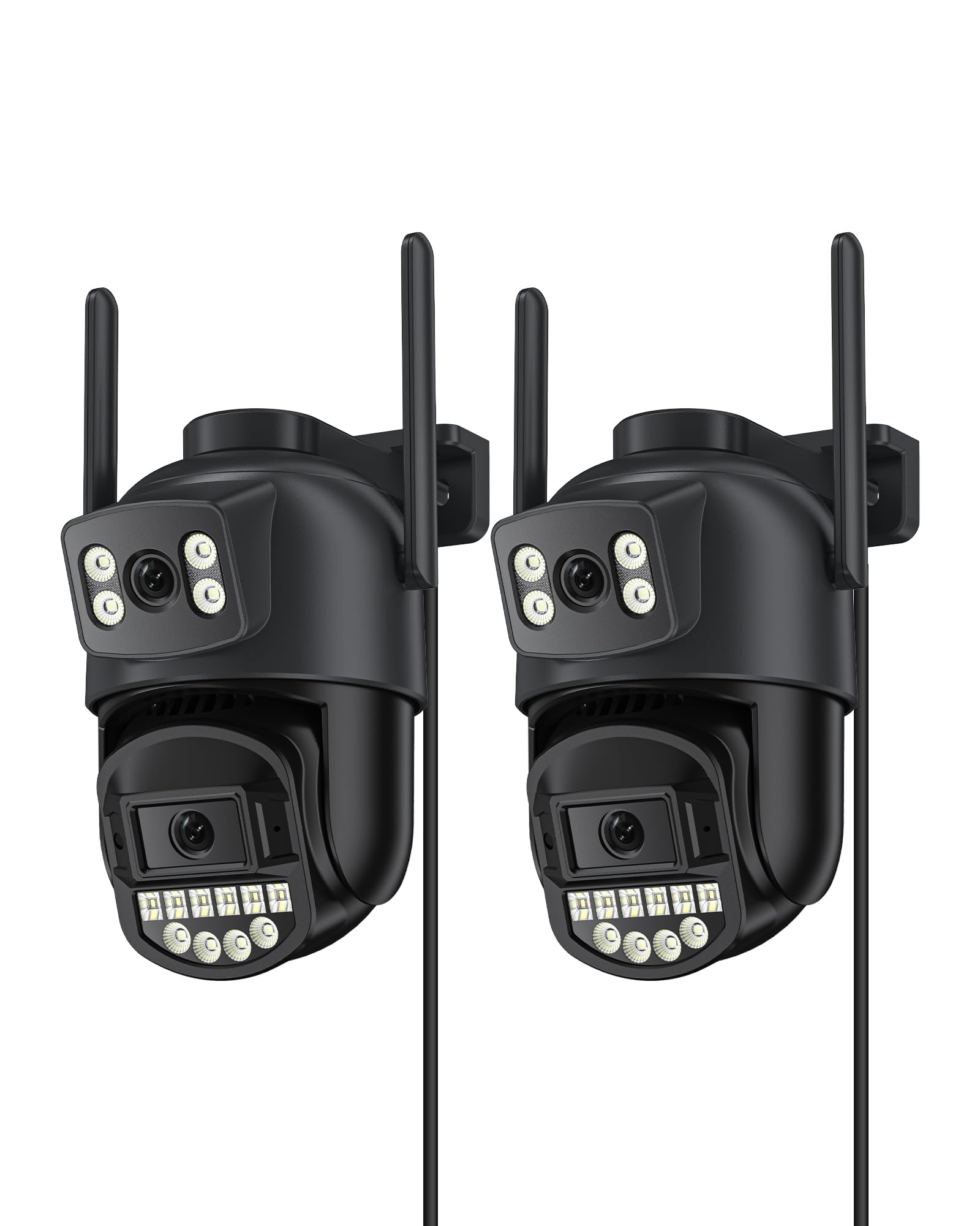 ANBIUX Zewnętrzna kamera monitorująca, z podwójnym obiektywem 6 MP, 2,4/5 GHz WLAN, monitoring zewnętrzny, PTZ, Ethernet, noktowizor, dwukierunkowy dźwięk, alarm syreny, IP66,2P