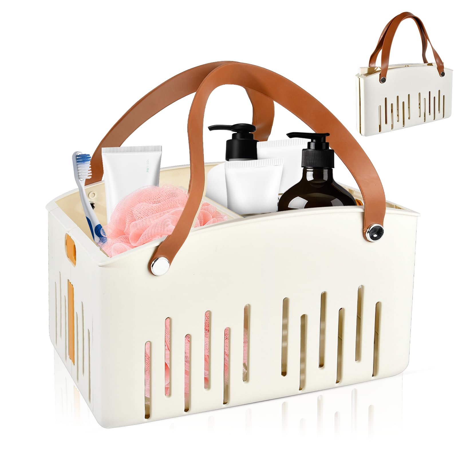 LYCNIGOO Shower Caddy Portable Collapsible Caddy Organizer with Handle Plastic Tote Bin for Bathroom Kitchen Cleaning College Dorm Room Essentials