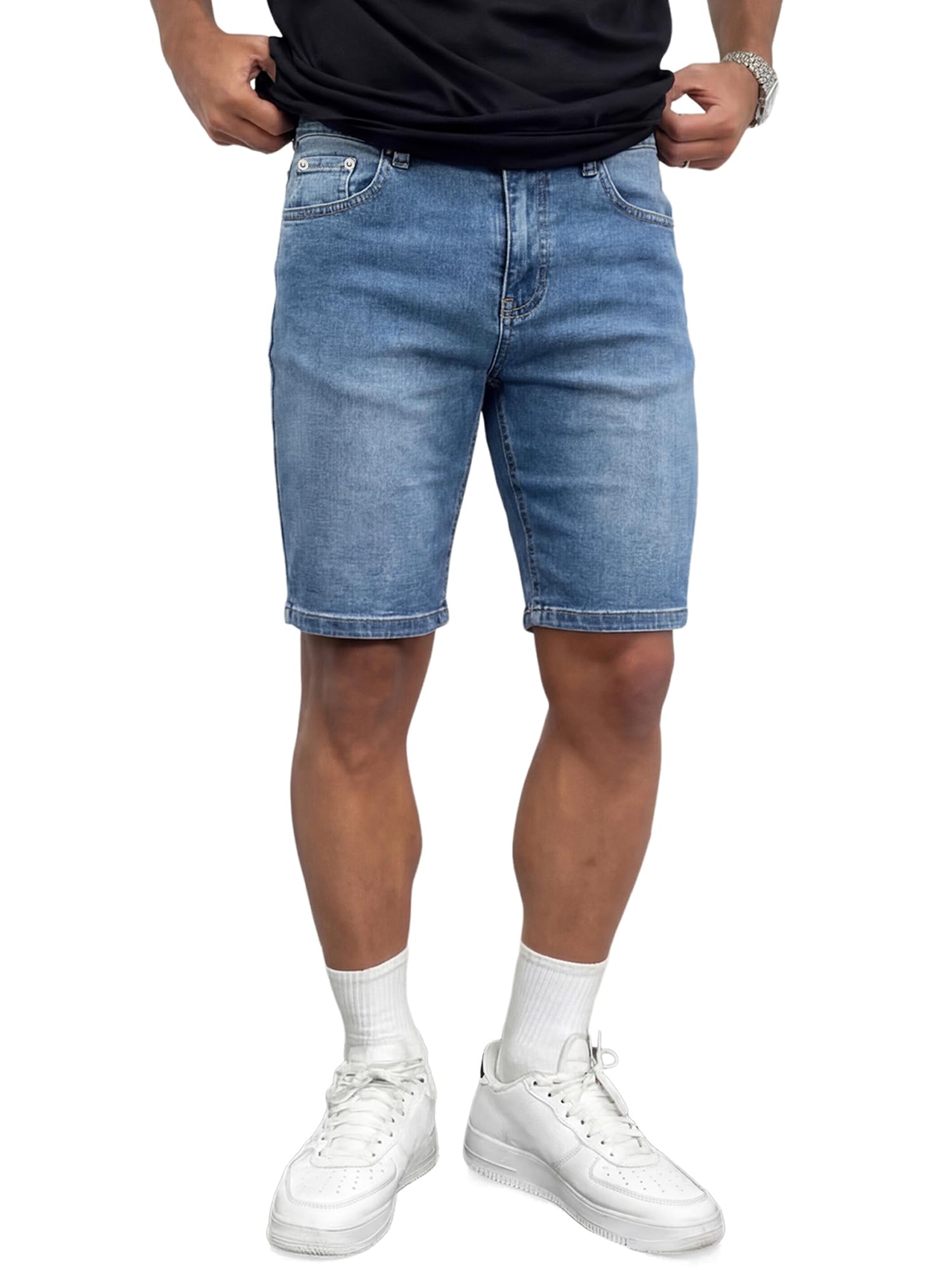 JMIERR Herren Jeans Shorts Baumwolle Stretch 2026 Sommer Kurze Hosen Herren Bequeme Slim Fit Jeansshorts für Männer