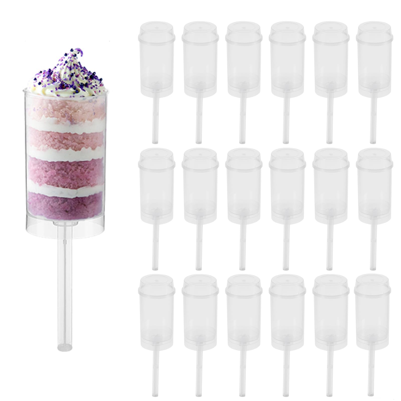30Stück Cake Push Up Pop Behälter mit Tablett,Weihnachten Cake Pop Formen Ständer Runde Kuchen Shooter für Backen Leckereien Dessert Snacks Eis Weihnachten Party dekor