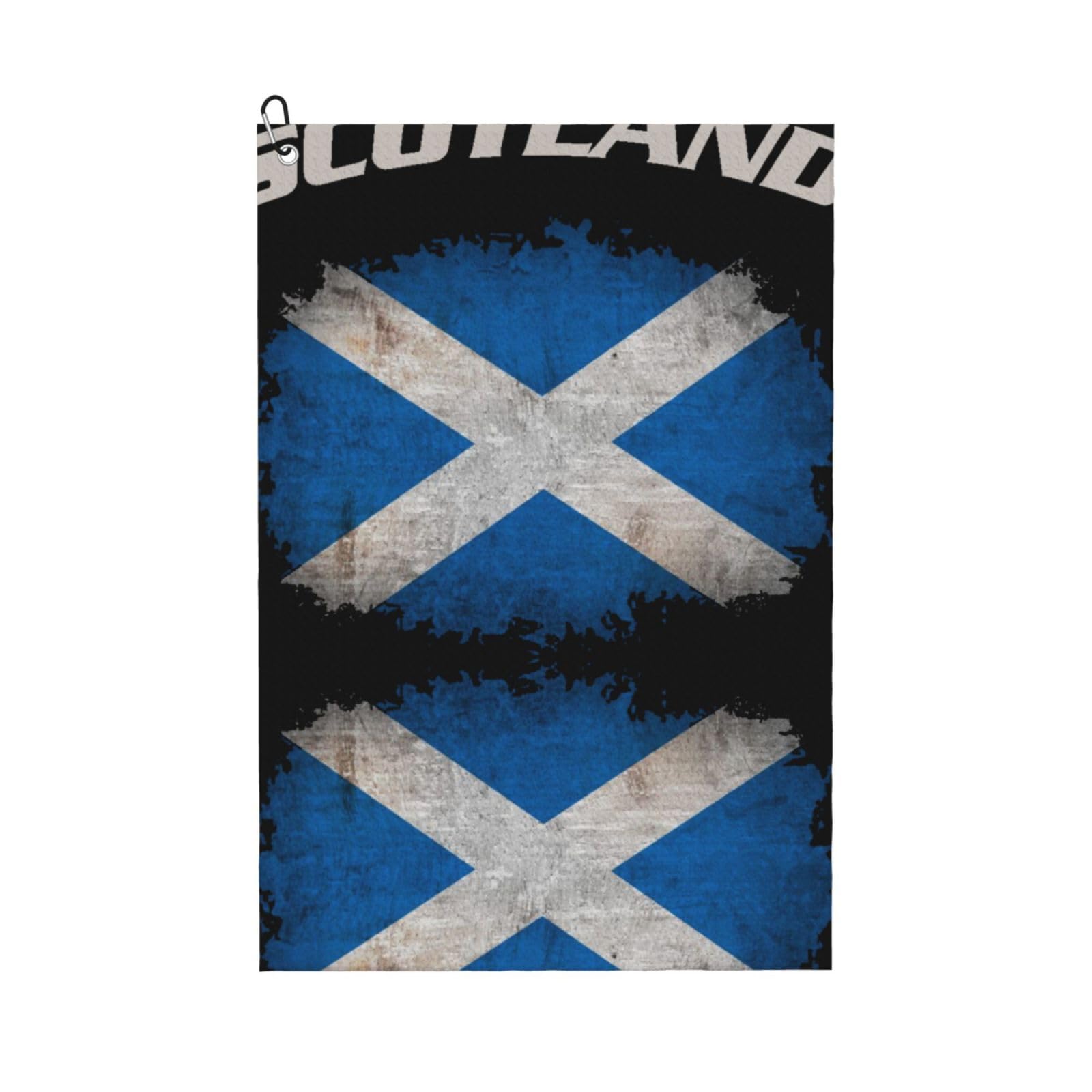 peiyeety Scotland Flag Pattern Microfiber Golf Towel with Carabiner Clip, 16x24 Inch Absorbent Waffle Weave Towel for Golf Bags