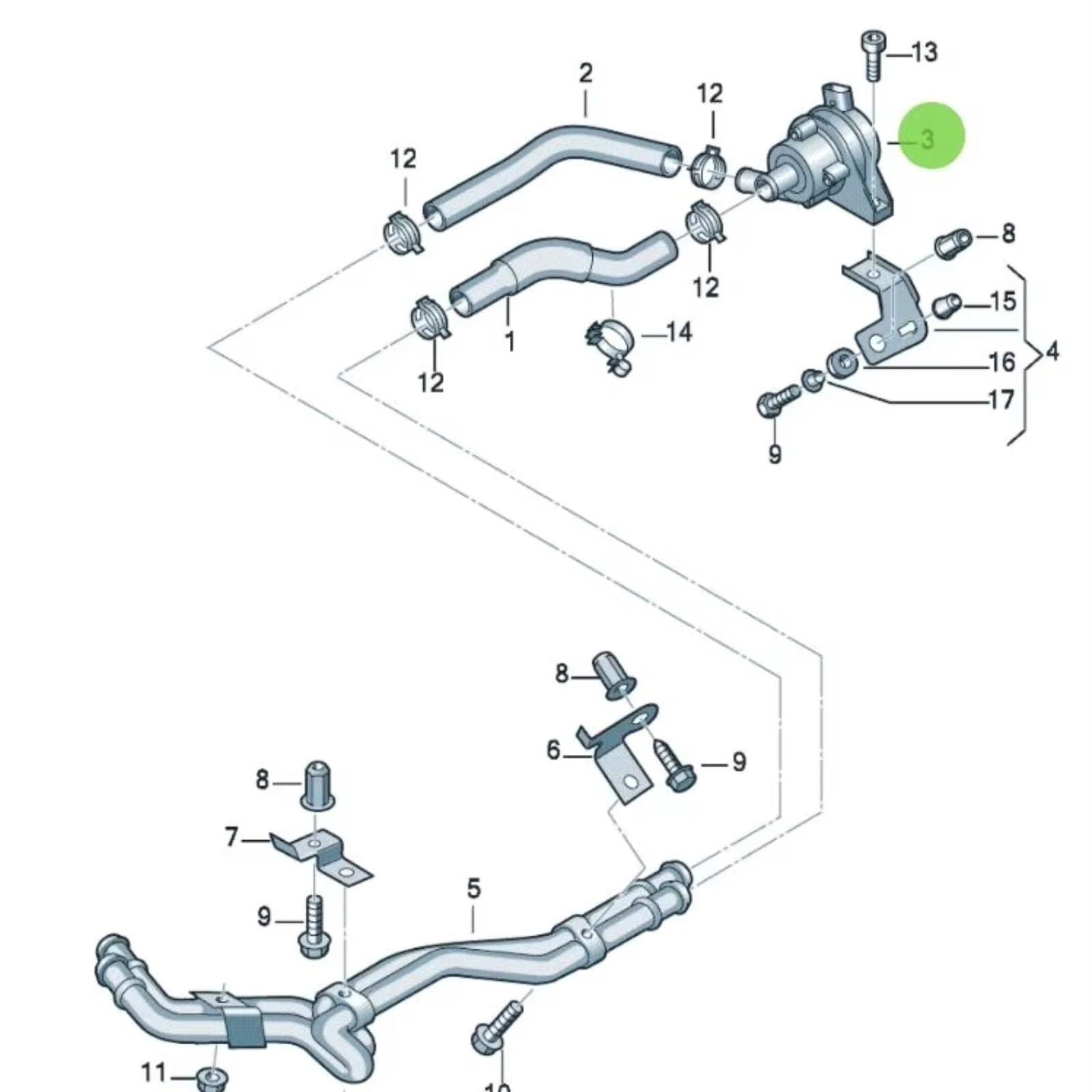 Compatible Con VW Para Golf Para Jetta 2003-2010 OE: 7H0965561A Auxiliar De Refrigeración De Bomba De Agua Eléctrica