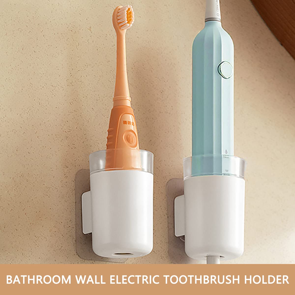 Portaspazzolino Elettrico Autoadesivo - 2 Pezzi Con Adesivo 3M, Per Bagno, Bianco