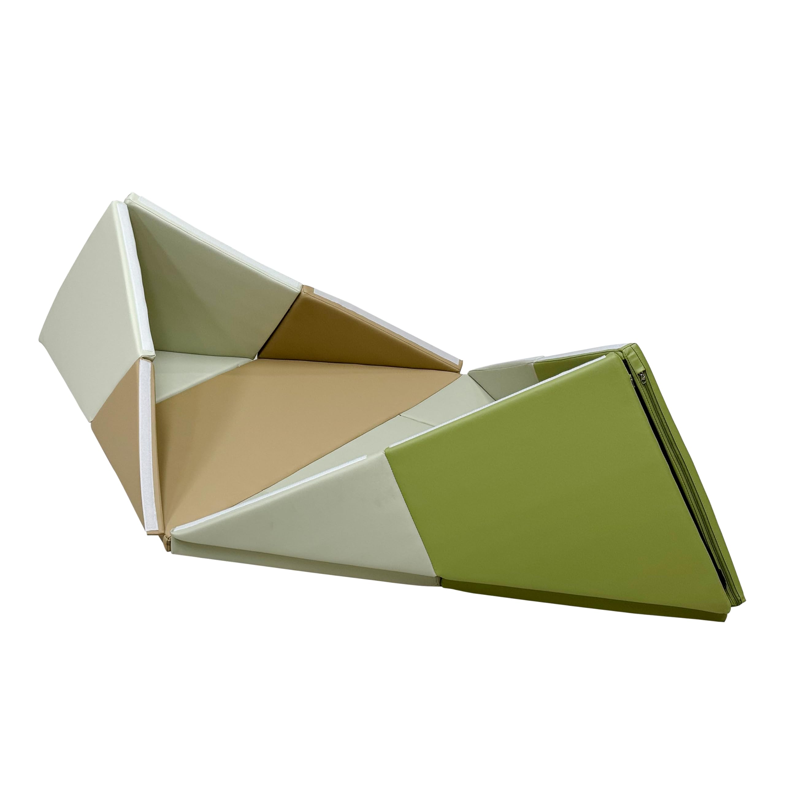 Sunny Davi Faltbare Schaumstoff Spielset in Grün/Beige | Softplay Krabbelmatte Faltbar Spielmatte/Spielzelt/Boot | Montessori Spielzeug für Kinder ab 12 Monaten
