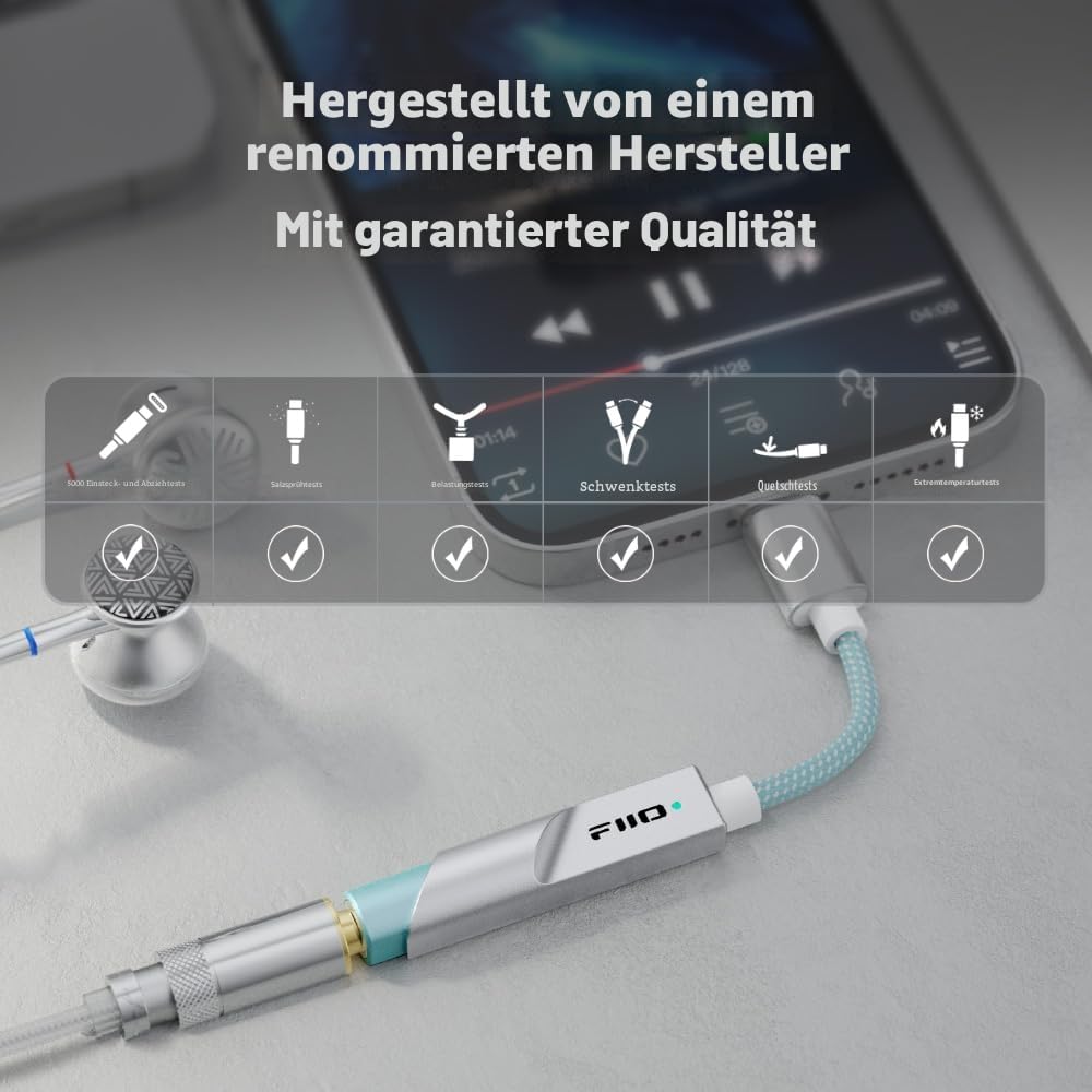 FiiO KA11 USB-Dongle DAC und Amp (USB-C, Schwarz)