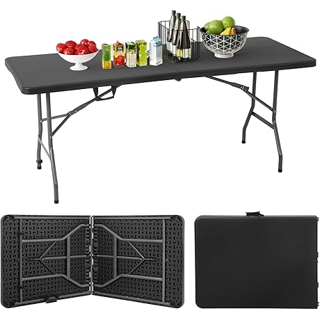 Cosco 6 Foot Centerfold Folding Table, Black