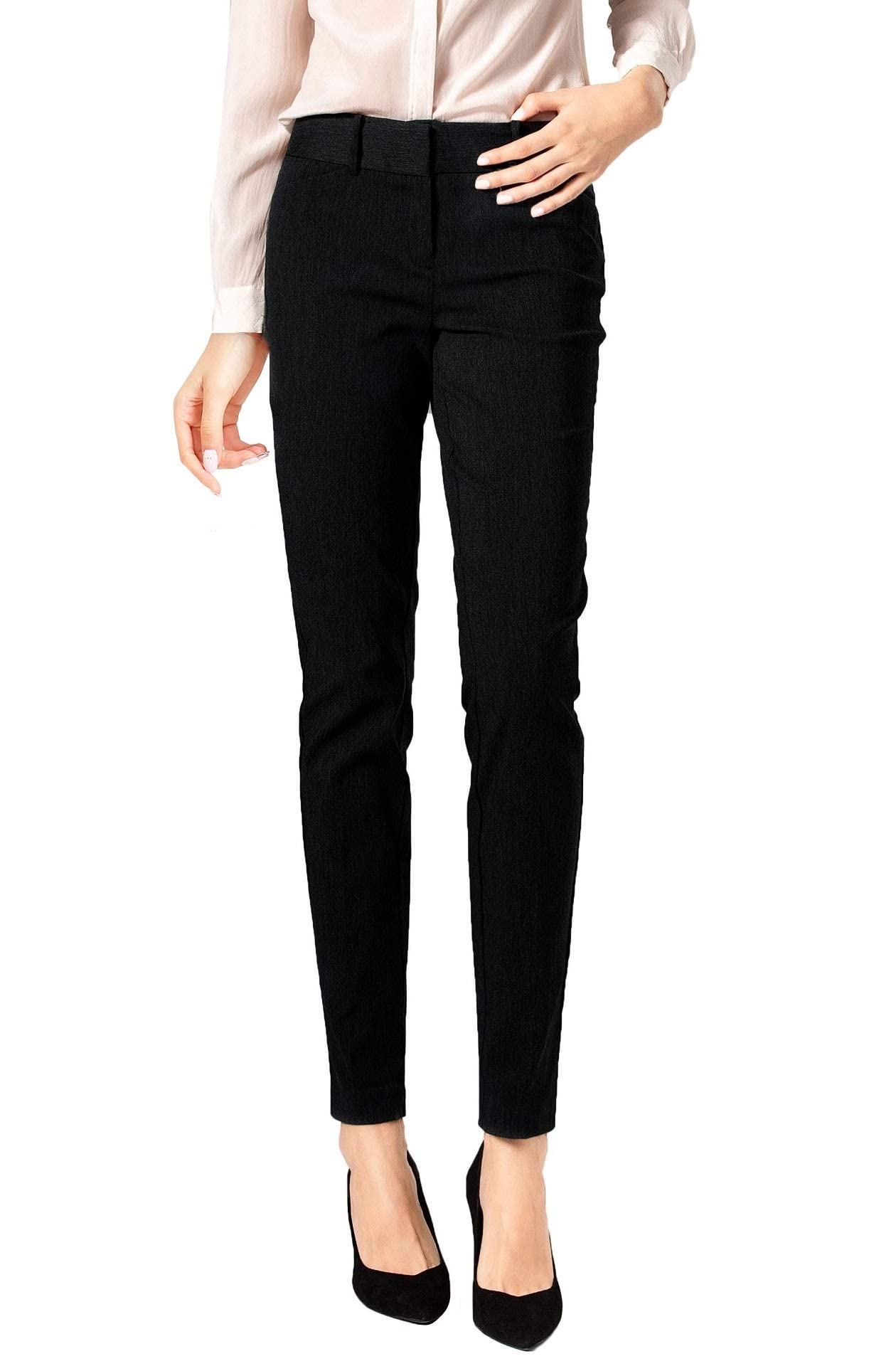 SATINATO Women's Straight Pants Stretch Slim Skinny Solid Trousers Casual Business Office