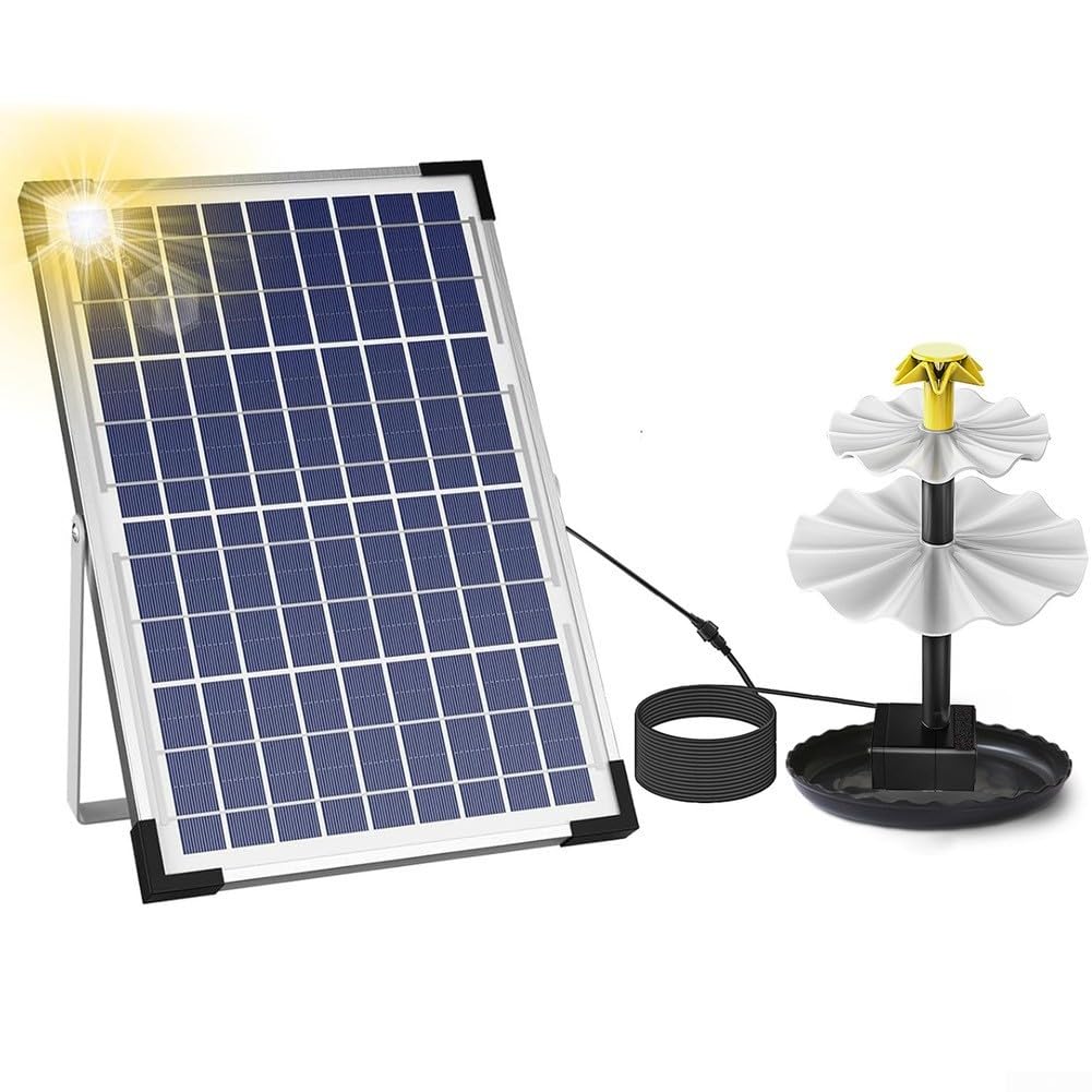 Zoegneer Solar-Springbrunnenpumpe, Wasserspiel, Vogeltränke, Outdoor-Gartendekoration, mit mehreren Düsen, einziehbarem Ständer und anpassbaren Sprühmustern, solarbetriebene Wasserzirkulation f