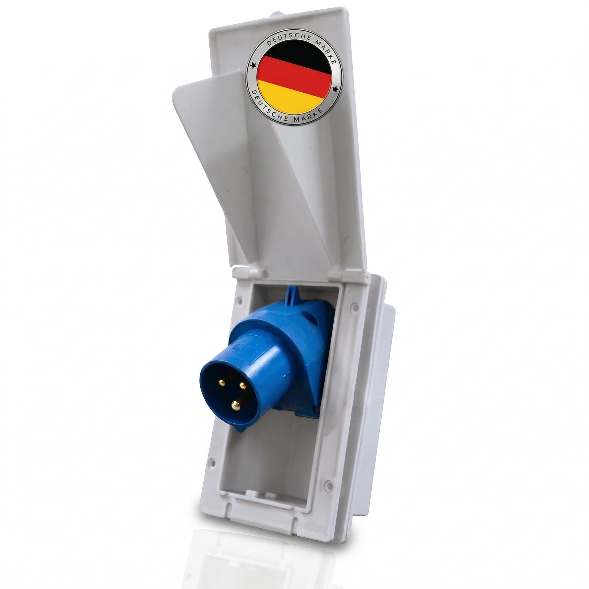 Carbest Presa CEE 16A Bianca Rettangolare IP44 240V 3 Poli Coperchio Ribaltabile Spina da Incasso