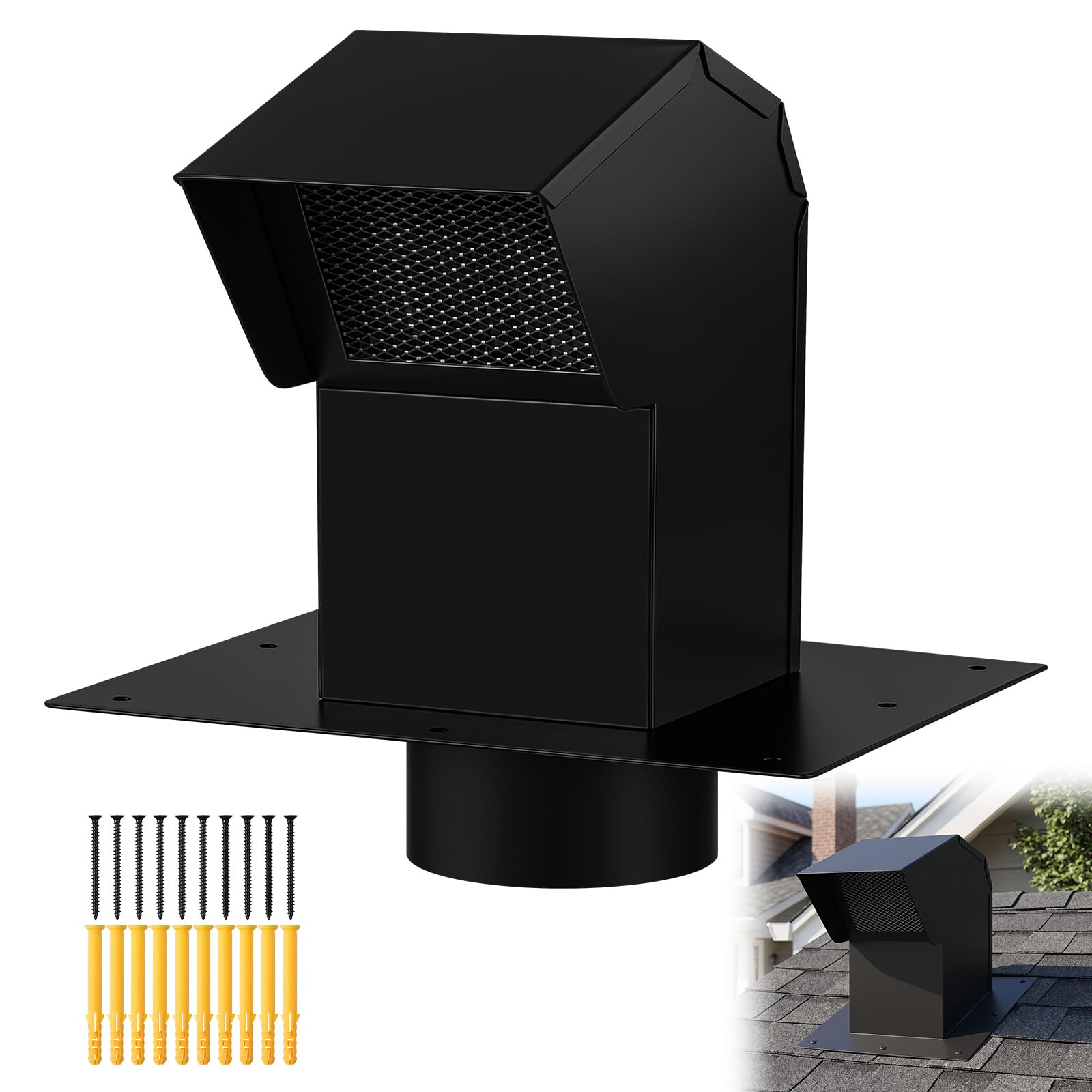 Wesiti Heavy Duty 4 Inch Goose Neck Roof Vent Cap for House Extended, Steel