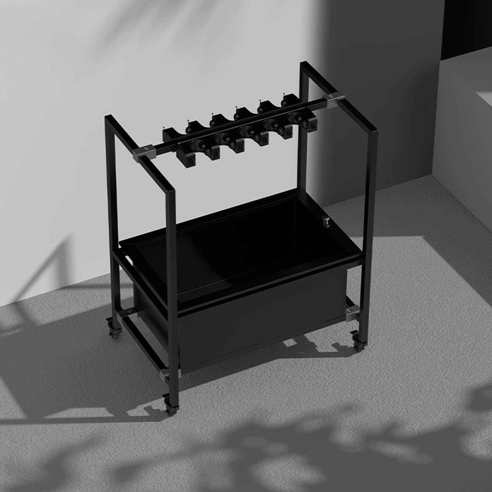 GOCHUSX Stainless Mop Sink, Movable Mop Broom Rack, Mop Stand Holder with 360°Brake Universal Wheels, Standing Wash Station for Commercial Kitchen Restaurant(Black,100.5x47x98cm)