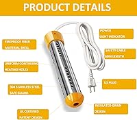 Vista 2 de HASTER Calentador de agua de inmersión de 2000 W para bañera inflable de piscina, calentador de cubo con protector 304 SS, calentador de agua