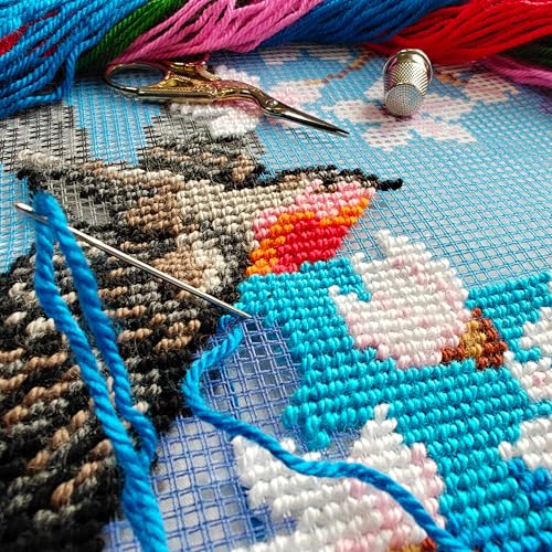 Brvsk Nature Inspired Stamped Cross-Stitch Kit for Adults and Beginners — Redstart. Tree by John Henry Dearle 16″ × 16″ with Clear, Precise Printed Design on Cotton Canvas; Includes Needles and Yarn by Brvsk - Used condition - Image 4