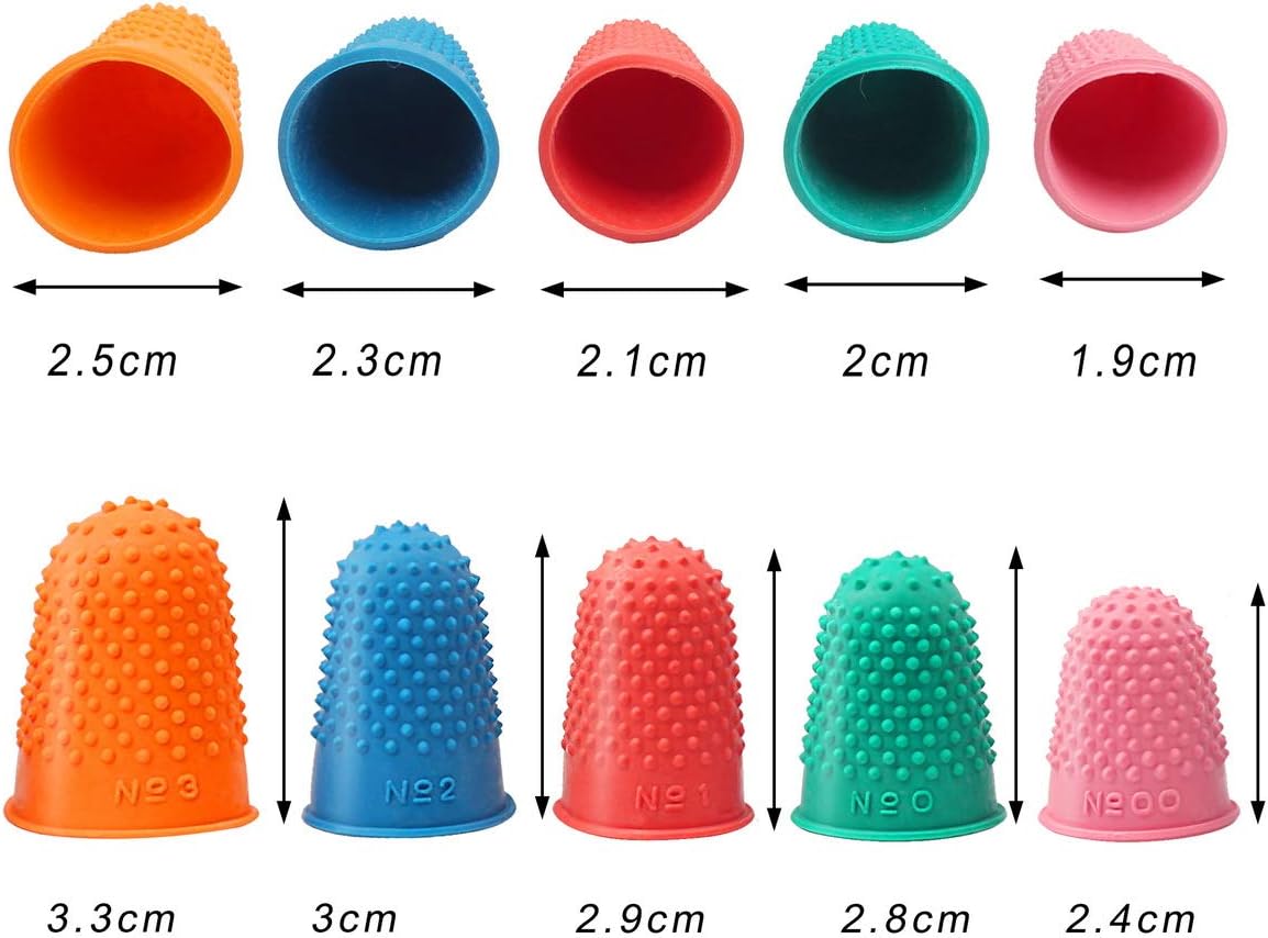 10 Pieces Rubber Finger Tips Finger Pads Grips,5 Sizes Thick Reusable Finger Protector for Money Counting Collating Writing Sorting Task Hot Glue and Sport Games