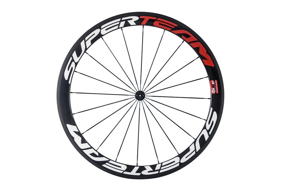 Superteamカーボンホイール1ペア　(白と赤) Amazon | Superteamカーボンホイール50mmクリンチャー700cバイク