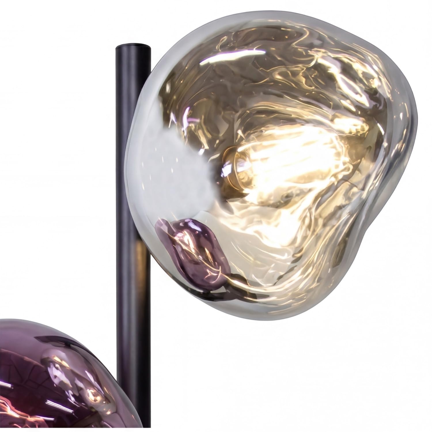 Lampe de table verre blanc lilas métal E14 2 lampes 40 cm soufflé à la bouche vitré verre de lave élégant décoratif câble en tissu lampe de chevet chambre