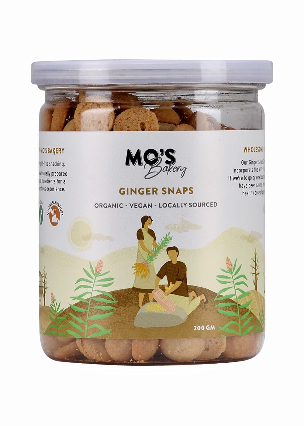 Ginger Snaps, 200 G| Vegan | Gut Friendly Ginger Snap Cookies for Kids and Adults | 100% Natural & Preservatives Free