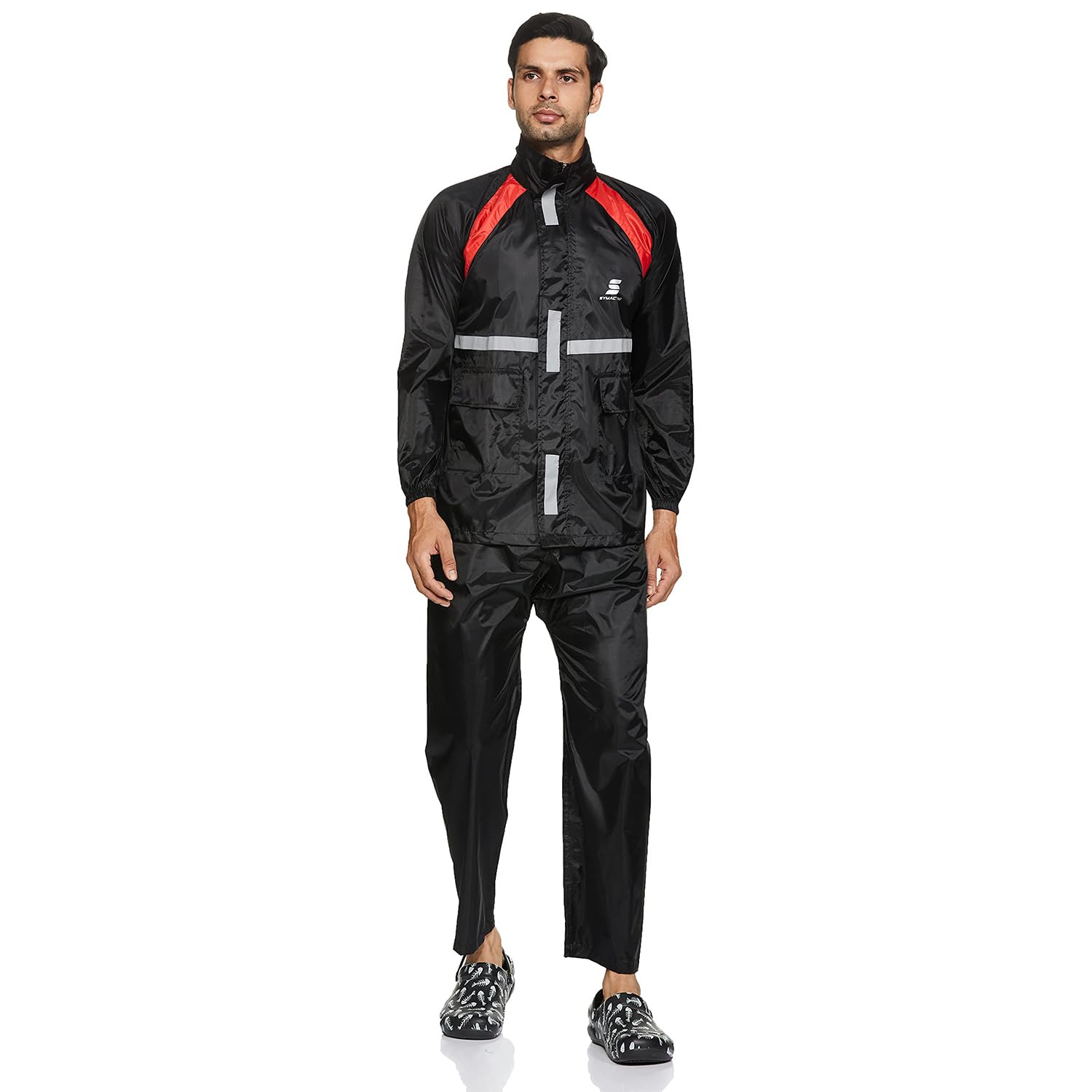 Amazon Brand- Symactive Water Resistant Polyester Long Rain Coat (Blue, XX-Large)