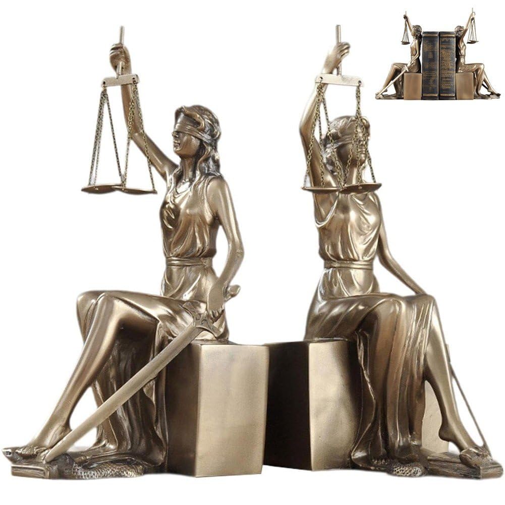 Serre-livres statue de justice romaine en résine pour étagères et bureau
