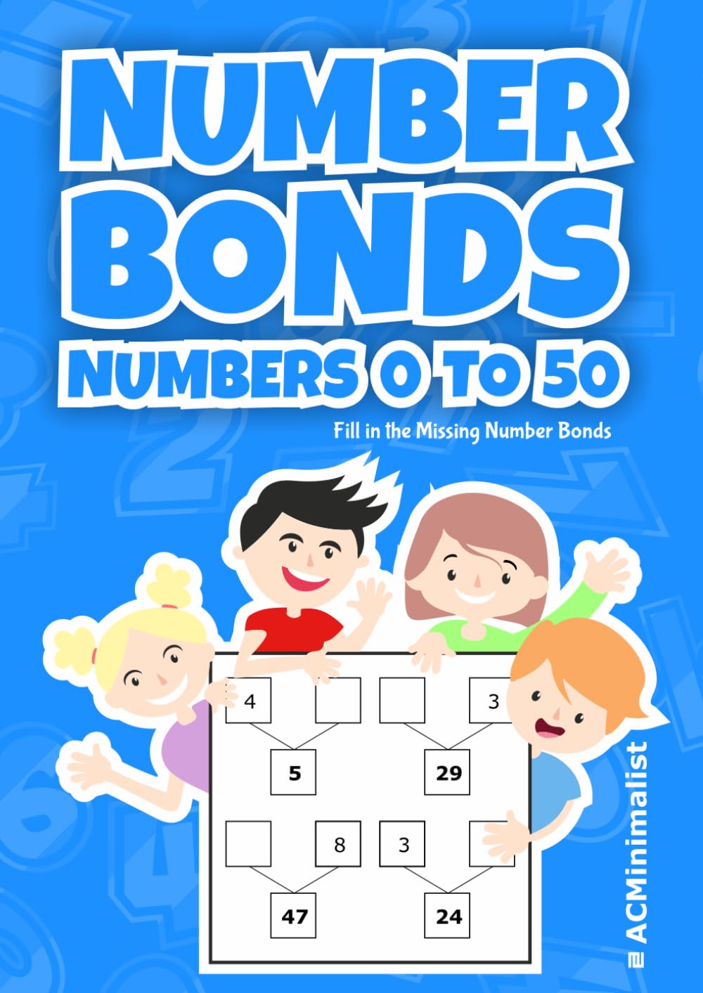 Number Bonds. Numbers to 50. Fill in the Missing Number Bonds: Addition and Subtraction Bonding Exercises up to 50 for Grade 1 Math Students: Compose and Decompose Numbers