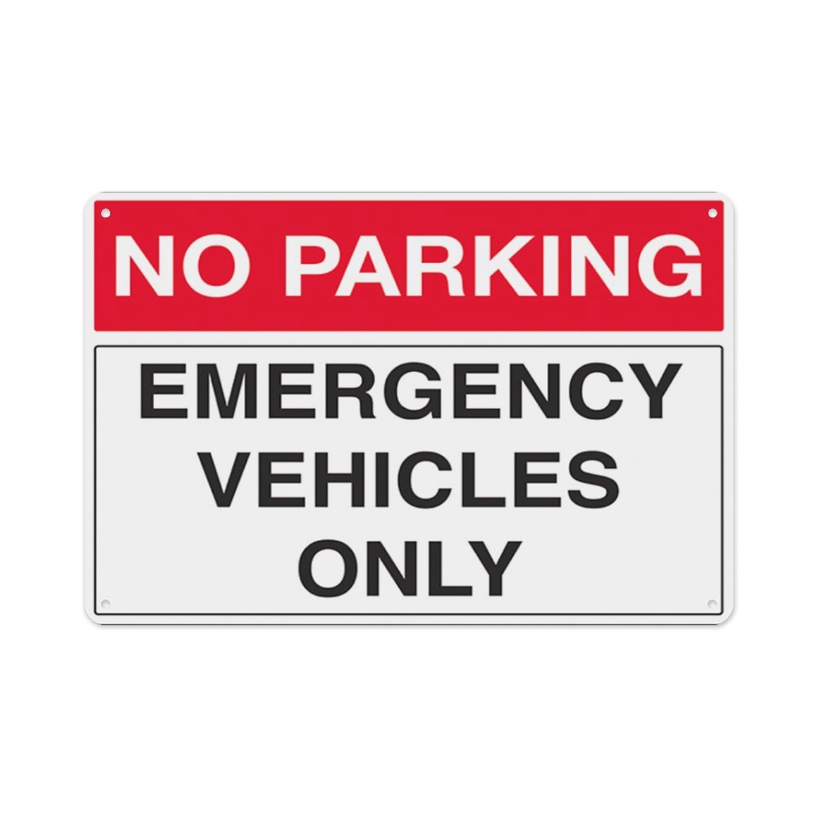 peiyeety No Parking - Emergency Vehicles Only Aluminum Tin Warning Signs For Home Outdoor Garden 12X16 Inches