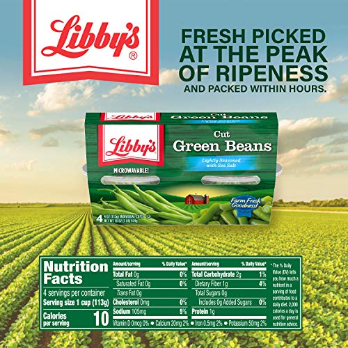 Libby's Cut Green Beans | Enjoy Anytime, Anywhere Vegetable Cups | Naturally Delicious, Mild & Subtly Sweet | Tender-Crisp | Grown & Made in U.S. | Six 4-pack sleeves of 4.0 oz cups (24 cups total) - Thumbnail 2