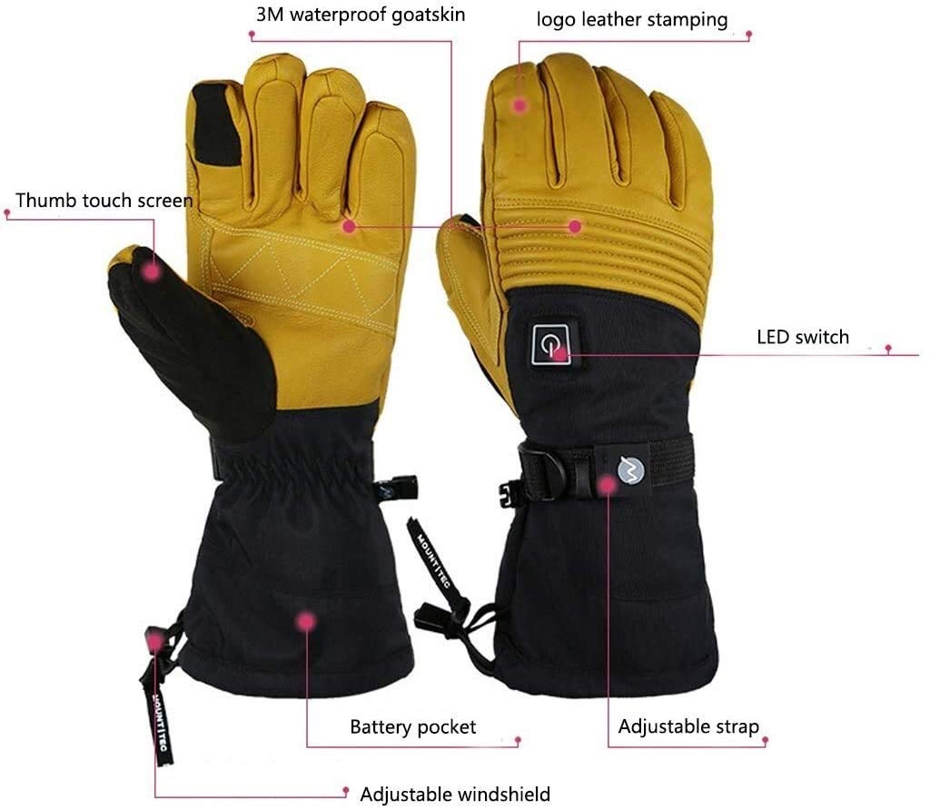 CHEWYNP Guanti Riscaldati Guanti Riscaldati Touch Screen Impermeabile Regolazione della Temperatura in Tre Fasi, Guanti Isolati per Esterni per Sci E Ciclismo Guanti Riscaldati Elettrici (