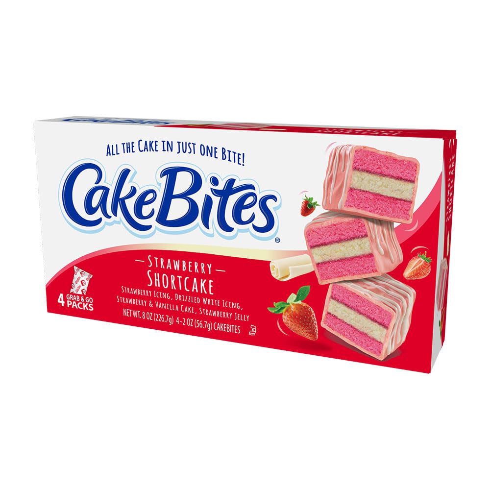 The Original Cakebites by Cookies United, Grab-and-Go Bite-Sized Snack (Strawberry Shortcake, 2 Ounce (Pack of 4)