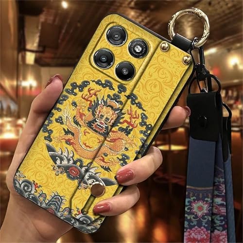 Phone Case Compatible with MOTO G100 China/G100S/G67Power/G57Power, Lanyard Protective Kickstand Silicone Chinese style Durable 