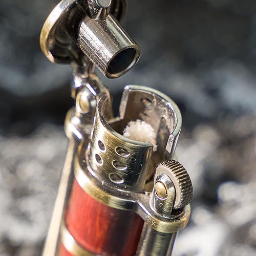 Miniatura 7 de Caja de palisandro estilo antiguo de queroseno de gasolina suave tipo cilindro de llama a prueba de viento encendedor (bronce)