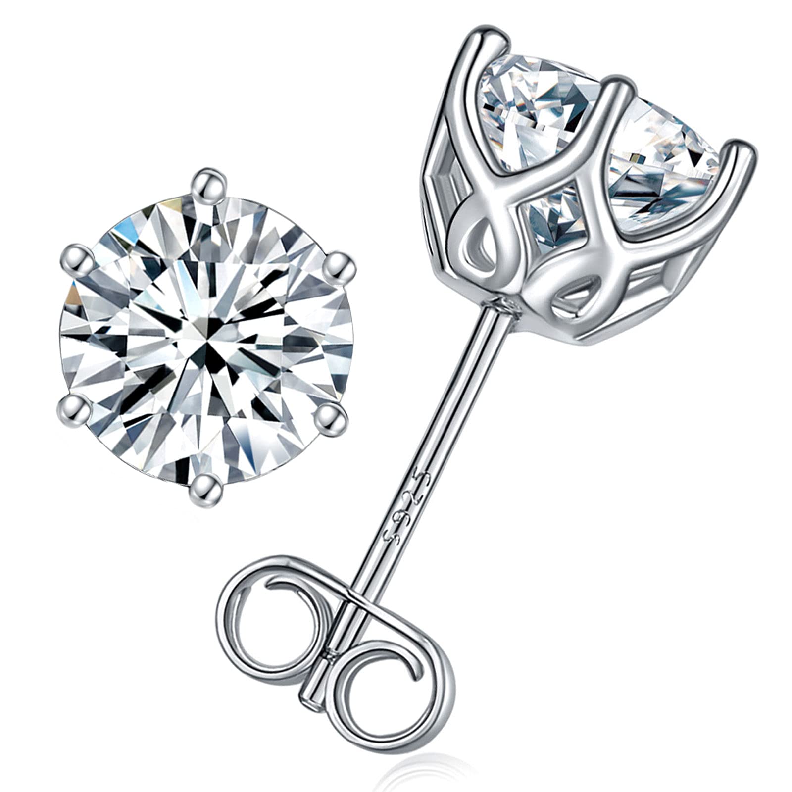 Moissanite Stud Earrings 2-4ct G H I Color 925 Sterling Silver White Gold Plated Ear Studs for Women Men Black Pink Blue Stone CHASKI